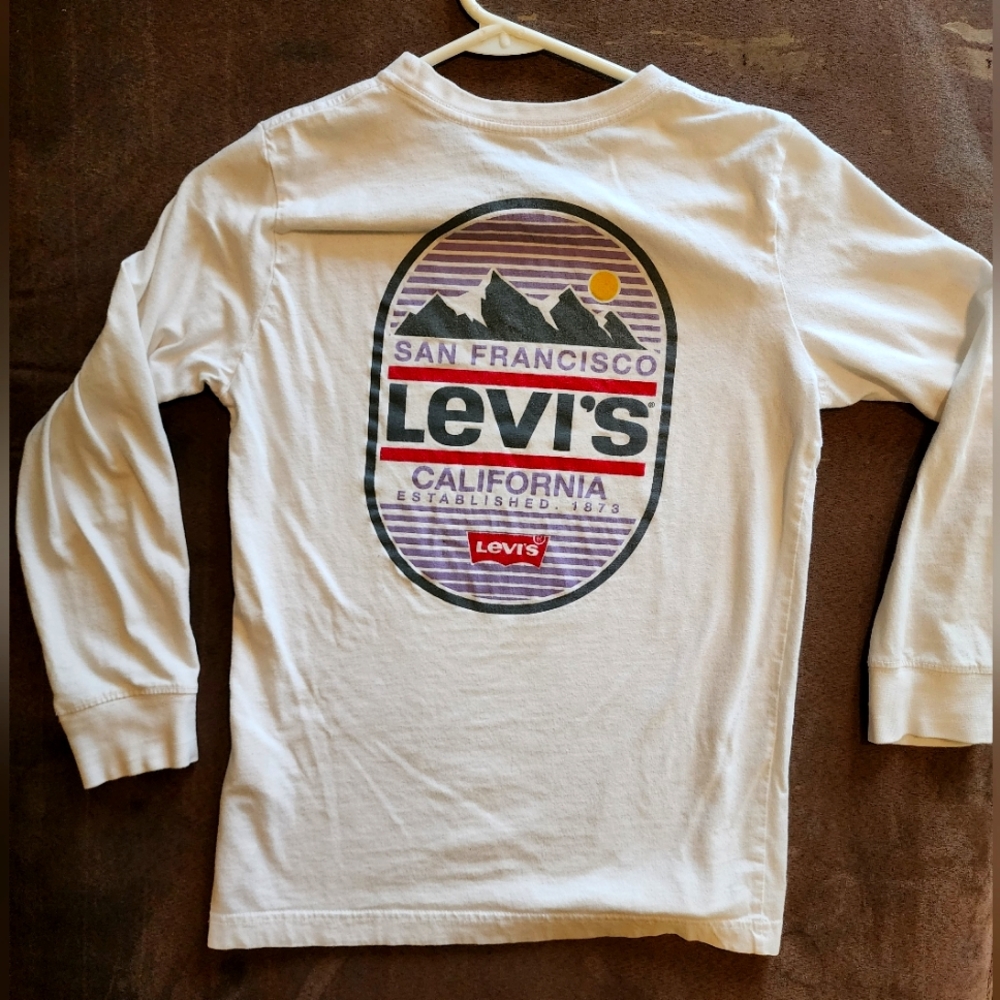 Boys Levis White Long Sleeved T Shirt